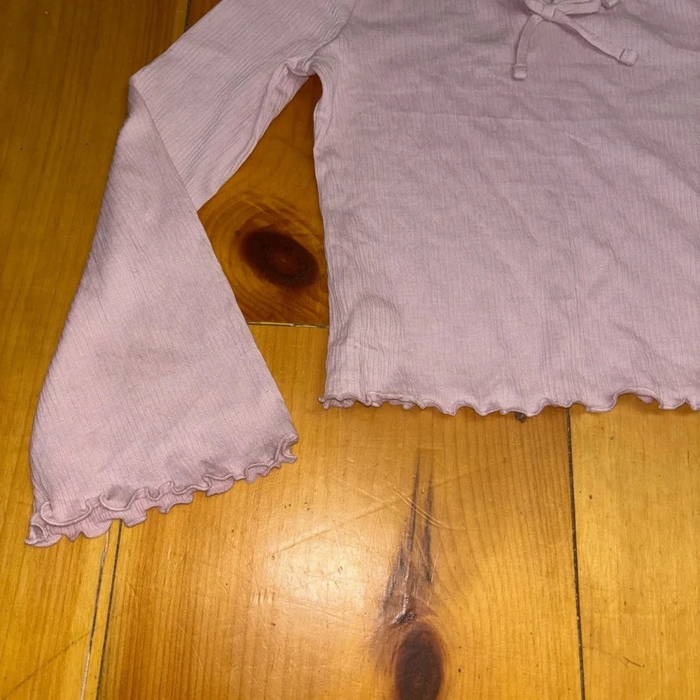 Old Navy Girls XL 14-16 Pink Ribbed Tie Front Top Y2K